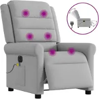 vidaXL Sedia da massaggio elettrica in tessuto grigio nuvola