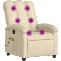 vidaXL Poltrona relax per massaggi, tessuto color crema