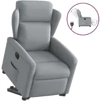 vidaXL Poltrona relax con ausilio per l'alzata in tessuto grigio chiaro elettrico