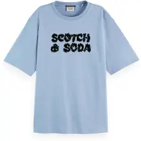 Scotch & Soda Loose Fit T-shirt With Leopard Artwork Faded Denim Taglia: M | Maglie Sportivi Outlet | Donna | Blu