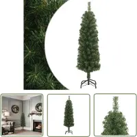 The Living Store Albero di Natale Artificiale Slim con Supporto Verde 120 cm PVC