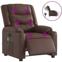 vidaXL Sedia da massaggio elettrica in Pelle finta marrone
