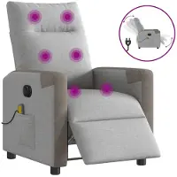 vidaXL Sedia da massaggio elettrica in tessuto grigio nuvola