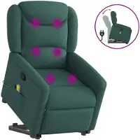 vidaXL Poltrona per massaggi con ausilio per l'assistenza in piedi in tessuto verde scuro