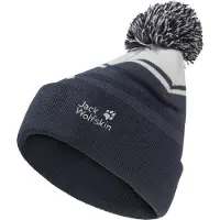 Jack Wolfskin Kid's Stripy Pompom Beanie Berretto Bambini (51-53 cm, nero)