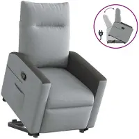vidaXL Poltrona relax con ausilio per l'alzata in tessuto grigio chiaro