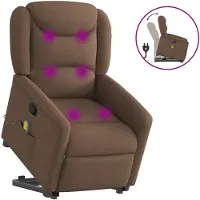 vidaXL Poltrona per massaggi con ausilio per la posizione eretta in tessuto marrone