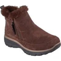SKECHERS per donna. 167862 Stivaletti alla caviglia in pelle marrone con cerniera, comodi e comodi (38), 3 a 5cm, Casual