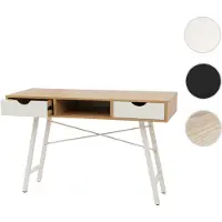 Mendler Scrivania HWC-E92, scrivania per ufficio, struttura 3D 120x60cm ~ marrone naturale bianco