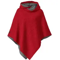 Mufflon Women's Maxi Poncho Donna (One Size, rosso)