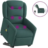 vidaXL Poltrona massaggiante elettrica con ausilio per la posizione eretta Tessuto verde scuro