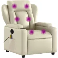 vidaXL Poltrona massaggiante con funzione relax, Pelle finta, crema