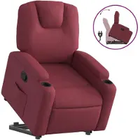 vidaXL Poltrona relax con ausilio per l'autosufficienza in tessuto rosso vino