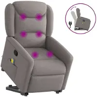 vidaXL Poltrona per massaggi con ausilio per la risalita Tessuto Taupe