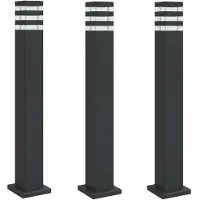 vidaXL Luci da sentiero 3 pezzi nero 80 cm alluminio
