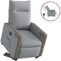 vidaXL Poltrona relax con ausilio per l'alzata in tessuto grigio chiaro elettrico