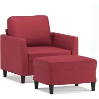 vidaXL Poltrona con sgabello rosso vino 60 cm in Pelle finta