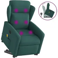 vidaXL Poltrona per massaggi con ausilio per l'assistenza in piedi in tessuto verde scuro