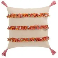 J-Line cuscini COUSSIN 3RANG FRAN COT BEI/MIX (45x45x3cm) - Arancio - 45x45 cm