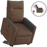 vidaXL Poltrona relax con ausilio per l'alzata in tessuto marrone elettrico