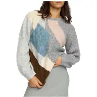Selfhood Women's Knit Sweater Maglione Donna (S, grigio)