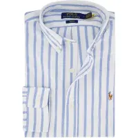 Ralph Lauren per uomo. 710944615001 Camicia oxford a righe Slim Fit azzurro chiaro (XL), Blu, Casual, Cotone, Manica lunga