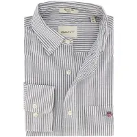 Gant per uomo. 3000230 Camicia Oxford vestibilità regolare a righe sottili blu (4XL), Casual, Cotone, Classico, Manica lunga