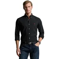 Ralph Lauren per uomo. 710928254006 Camicia nera in popeline elasticizzato slim fit (XXL), Nero, Casual, Cotone, Classico, Manica lunga