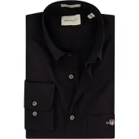 Gant per uomo. 3000100 Camicia classica in popeline nera vestibilità regolare (M), Nero, Casual, Cotone, Manica lunga