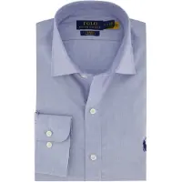 Ralph Lauren per uomo. 712827064001 Camicia in popeline blu slim fit (45.5), Casual, Cotone, Classico, Manica lunga