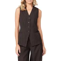 Scotch & Soda Long Line Vest Brown Pinstripe Taglia: S | Gilet Outlet | Donna | Marrone