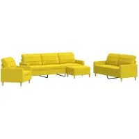 vidaXL Set di divani 4 pezzi con poggiapiedi in tessuto giallo chiaro