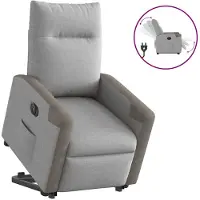 vidaXL Poltrona relax con supporto elettrico in tessuto grigio nuvola