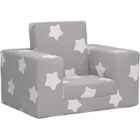 vidaXL Divano letto per bambini grigio chiaro stelle morbido peluche