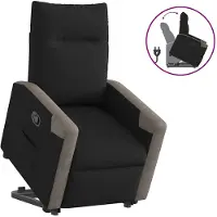 vidaXL Poltrona relax con ausilio per l'alzata in tessuto nero