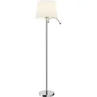 LINDBY Lampada da terra Benjiro, bianca, tessile, luce di lettura, 150 cm