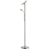 LINDBY Lampada da terra LED Malea, nichel, lampada da lettura, dimmerabile