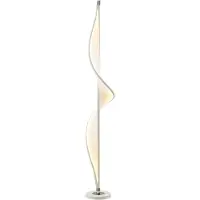 LUCANDE lampada LED da pavimento Edano, 154 cm, bianco, tessuto, dimmerabile