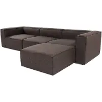 Hannah Home , Fora - Marrone scuro, divano ad angolo, 100% carpino, marrone scuro, 296 x 185 x 66 cm