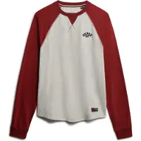 Superdry per uomo. M6010915A Maglietta rossa da baseball vintage (M), Rosso, Casual, Cotone, Manica lunga