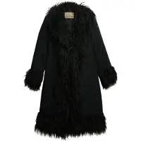 Superdry per donna. W5012136A Cappotto Afgano Lungo nero (M), Casual, Poliestere