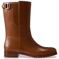 Ralph Lauren per donna. 802980069002 Stivaletti in pelle marrone Tasha (35), Basso, Cerniera, Casual