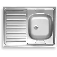 Novaservis Lavello 60x80 a superficie piena con gocciolatoio a sinistra, in acciaio inox.
