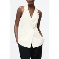 French Connection Sleek Tailored Halterneck Suit Waistcoat Classic Cream Taglia: 12 | Gilet Outlet | Donna | Bianco