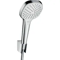 Hansgrohe Croma Select E Set de support de douche 110 Vario, EcoSmart, avec flexibles de douche 125cm, blanc/chrome, 28091400, 28091400