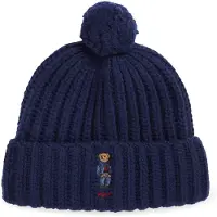 Ralph Lauren per donna. 455931876003 Berretto a coste con Polo Bear e pompon marino (OSFA), Casual, Lana, Navy