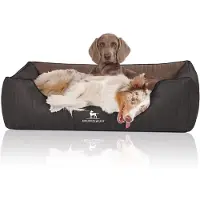 Knuffelwuff Cuccia per cani Outback in Pelle finta trapuntata al laser XXL nero-marrone