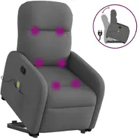 vidaXL Poltrona massaggiante con ausilio per la posizione eretta in tessuto grigio scuro