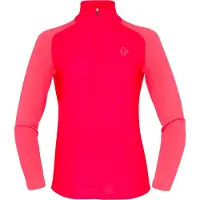 Norrøna - Alto in lana merino - Femund PureUll Zip Neck W Watermelon per Donne - Taglia M - Rosa