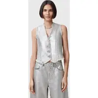 AllSaints Andrea Waistcoat Metallic Silver Taglia: 10 | Gilet Outlet | Donna | Grigio